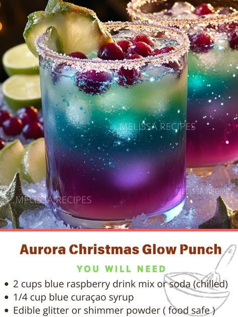 Aurora Christmas Glow Punch Glow Punch, Food Palette, Raspberry Drink, Christmas Drinks Alcohol Recipes, Xmas Drinks, Christmas Drinks Alcohol, Light Drinks, Festive Appetizers, Holiday Punch