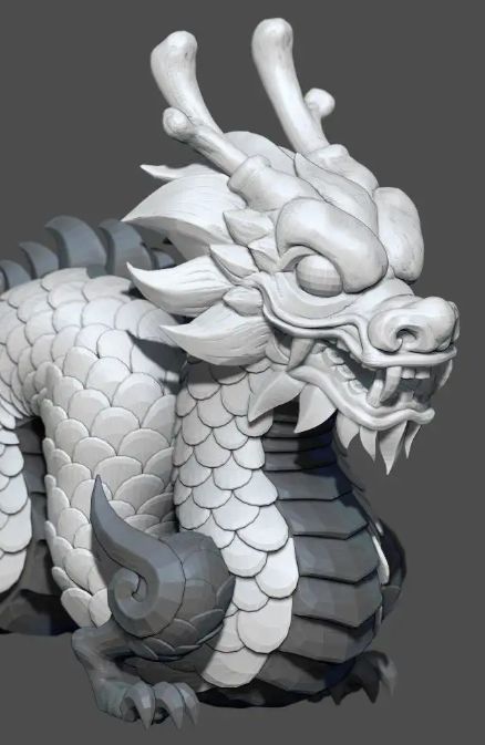 Japanese Dragon Statue, Chinese Dragon Statue, Chinese Dragon Head, Lunar Dragon, Stylized Dragon, Korean Dragon, 3ds Max Design, Chinese Dragon Art, Dragon Chino