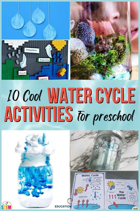 Water Theme Kindergarten Activities, Teaching Water Cycle To Preschoolers, Land Water Air Worksheet, Weather Cycle Preschool, Water Cycle Kindergarten Activities, Water Study Preschool Activities, Water Cycle Art Projects For Kids, Water Cycle Activities For Kindergarten, Learning About Water Preschool