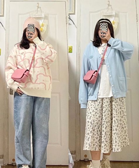 #plussize #plussizefashion #fashion #koreanstyle #pastel #cute #softcore #pastel Korean Fashion For Plus Size, Cute Korean Outfits Plus Size, Soft Outfits Plus Size, Plus Size Ideas Outfits, Korean Casual Outfits Plus Size, Cute Pastel Outfits Plus Size, Plus Korean Fashion, Japanese Street Fashion Plus Size, Plus Size Asian Style