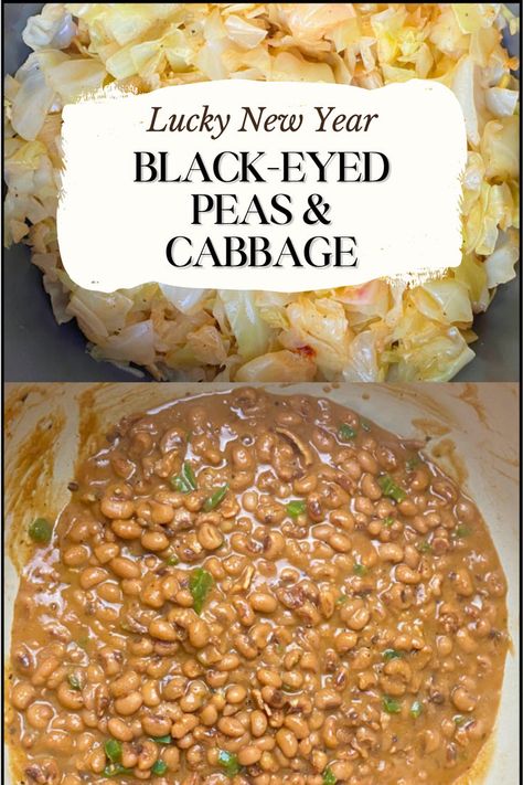 Black Eyed Peas and Cabbage - NEW YEARS RECIPE Black Eyed Peas For New Years Good Luck, Southern Blacked Eyed Peas, New Years Cabbage Recipes Good Luck, Best Southern Black Eyed Peas Recipe, Blacked Peas Recipe, Black Eyed Peas For New Years, Black Eye Pea Recipes Easy, Black Eyed Peas And Cabbage, Black Eye Peas New Years Good Luck