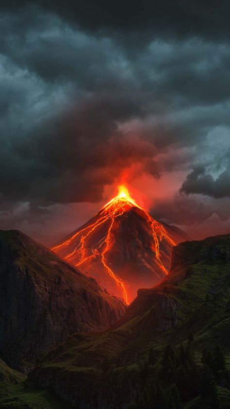 Pikachu Cat, Volcano Pictures, Volcano Art, Iphone Wallpaper Modern, Fire Of Love, Iphone Wallpapers Hd, Volcano Eruption, Wallpapers Ipad, Dream Landscape