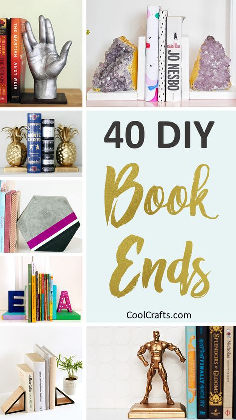 40 Decorative DIY Bookends To Spruce Up Your Shelves Bookends Ideas, Diy Bookends, Cool Crafts, Work Diy, Book Ends, Bookshelf Decor, Amazing Diy, Diy Book, Crafty Projects