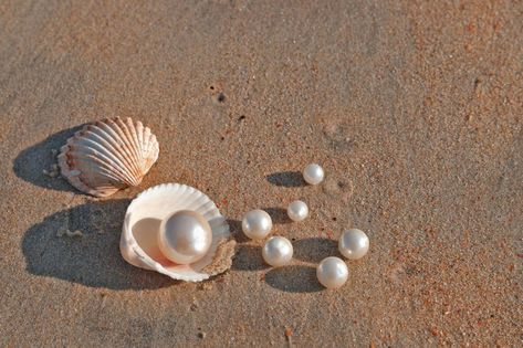 Pearl Meaning and Spiritual Properties Pearl In The Ocean, Pearl Astethic, Pearl Shell Aesthetic, Pearls Aesthetic Photography, Shell Pearl Aesthetic, Pearls Beach Aesthetic, Pearl In A Shell, Aesthetic Pearls, Pearl In Shell