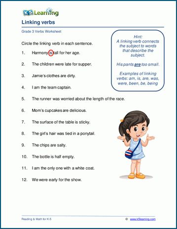 Grade 3 Verbs Worksheets | K5 Learning Linking Verbs Worksheet Grade 3, Verbs Worksheet Grade 3, To Be Verbs, Be Verbs, Linking Verbs Worksheet, Helping Verbs Worksheet, Action Verbs Worksheet, Progressive Verbs, English Books For Kids