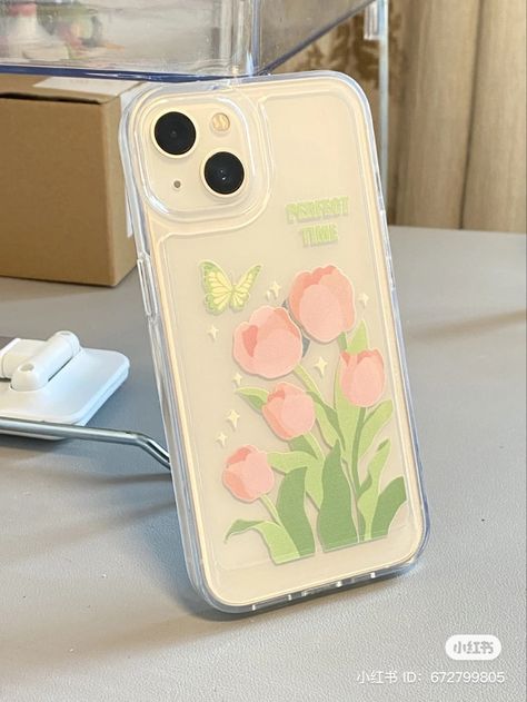 Cute Apple Phone Cases, Cute Girly Phone Cases, Phone Cover Ideas Aesthetic, Casing Hp Aesthetic, Iphone Glass, Clear Phone Case Design, Photo Iphone Case, Hp Iphone, Diy Phone Case Design