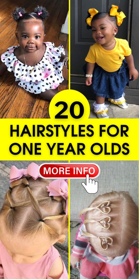 Cute & Easy Hairstyles for One-Year-Olds: Braided, Short, Medium One Year Old Girl Hairstyles Black, First Birthday Hairstyles, Hairstyles For 1 Year Baby Girl Black, Birthday Hairdo, Simple Hairstyles For Kids, Cute And Simple Hairstyles, Adorable Hairstyles, Cute And Easy Hairstyles, Easy Toddler Hairstyles