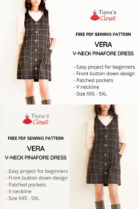 Free Pinafore Dress Pattern, Diy Pinafore Dress, Pinafore Dress Pattern Free, Diy Pinafore, York Pinafore, Fall Sewing Patterns, Jumper Dress Pattern, Pinafore Sewing Pattern, Fabric Art Diy