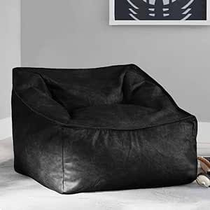 Bean Bag Chair PU Leather Bean Bag Cover Without Filler Beanbag Couch Pouf Sofa Case No Filling Adults Beanbag Chair Lazy Armchair Couch Floor Seating Living Room Furniture (Color : Black, Size : 1- Beanbag Couch, Pouf Sofa, Lazy Boy Chair, Floor Seating Living Room, Seating Living Room, Leather Bean Bag, Bean Bag Couch, Bean Bag Cover, Lazy Boy