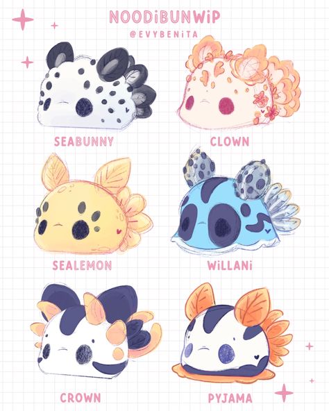 Sea Slug Fursona, Sea Slug Bunny, Original Species Design, Sea Bunnies Art, Anime Sea Creatures, Sea Bunny Oc Art, Sea Slugs Drawing, Sea Bunny Character Design, Cute Sea Slugs