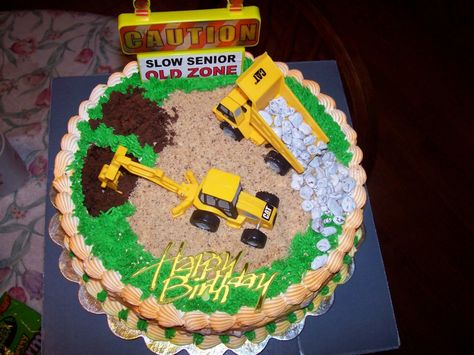 Construction cake i made for a heavy equipment operator on his 60th birthday Digger Cake, Digger Party, Construction Birthday Cake, Construction Cake, Truck Cakes, Construction Birthday Party, Tractor Birthday, Construction Birthday Parties, Construction Theme