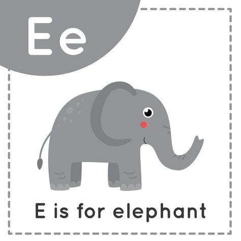 English Alphabet For Kids, English Alphabets With Pictures, E Is For Elephant, English Alphabet Letters, English Transition Words, English Activities For Kids, Alphabet Pictures, Elephant Drawing, Cartoon Elephant