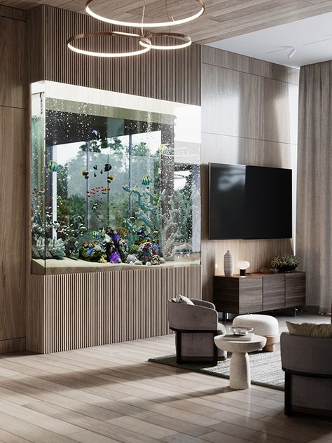 Виз бассейна в подмосковье on Behance Fish Tank Ideas Living Room, Aqua Living Room, Fish Tank Wall, Wall Aquarium, Small Fish Tanks, Villa Pool, Classy Living Room, Latest Living Room Designs, Fish Tank Ideas