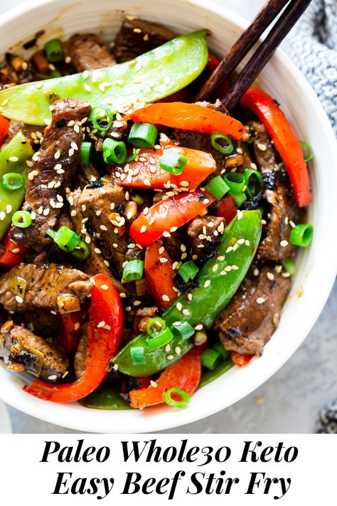 Beef Stir Fry Recipe, Paleo Entrees, Easy Beef Stir Fry, Ground Beef Stir Fry, Paleo Running Momma, Beef Stir Fry Recipes, Clean Keto, Whole30 Keto, Running Mom