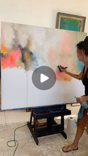 Large Scale Acrylic Painting, Diy Canvas Art Videos, Diy Large Painting Ideas, Large Abstract Painting Acrylics, Abstract Face Painting Canvas, Large Acrylic Painting Ideas, Modern Abstract Painting Ideas, Acrylic Painting Tutorials Videos, Large Canvas Painting Ideas Acrylics