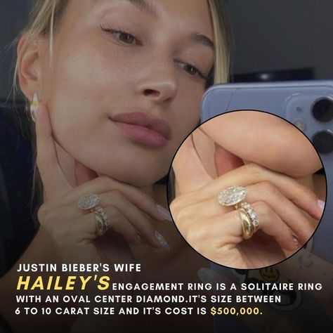 engagement ring Price $ 500K😱 . . The Ring Setting of Hailey Beiber's Ring Justin Bieber's wife's diamond engagement ring is a solitaire ring with an oval center diamond. Beneath the stone is a sparkling diamond-studded halo elevating the center stone. The metal band appears to be made of 18K Yellow gold, a classic option for engagement bands. #haileybieber #justinbieber #engagementring #preciousring❤️ #solitierring #ringgoals #couplering #canada #shesaidyes #madeforeachother #fashion Precious Rings, Engagement Ring Prices, Lab Diamond Engagement Ring, Diamond Halo Ring, Cvd Diamond, Bridal Wedding Rings, Sparkling Diamond, Engagement Bands, Ring Setting