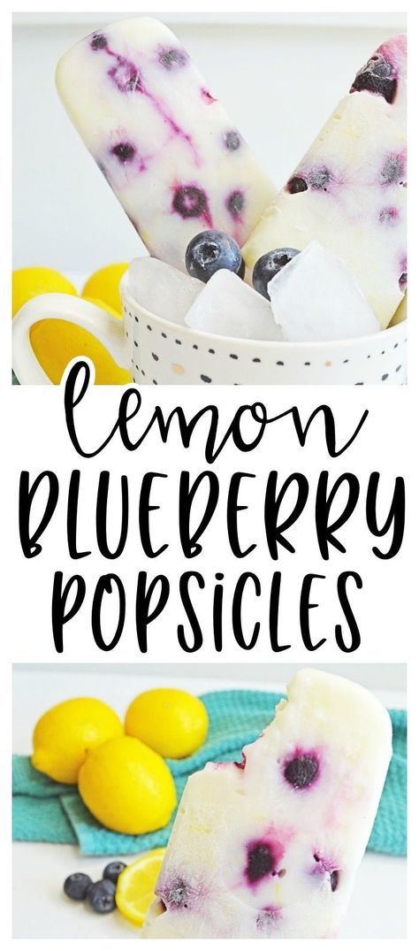 Delicious homemade lemon blueberry popsicles! Jello Popsicles, Blueberry Party, Blueberry Popsicles, Lemon Popsicles, Fun Holiday Desserts, Blueberry Pudding, Homemade Ice Pops, Healthy Popsicle Recipes, Lemon Treats