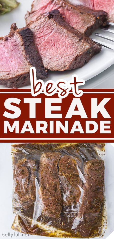 With just a few ingredients and seasonings, this truly is the Best Steak Marinade Recipe. It not only infuses every bite of your steak with flavor but helps tenderize the meat so you get a tender, juicy steak every time. Shaved Beef Steak Marinade, Homemade Steak Marinade, Easy Steak Marinade, Easy Steak Marinade Recipes, Best Steak Marinade, Steak Marinade Easy, Steak Marinades, Steak Marinade Recipes, The Best Steak