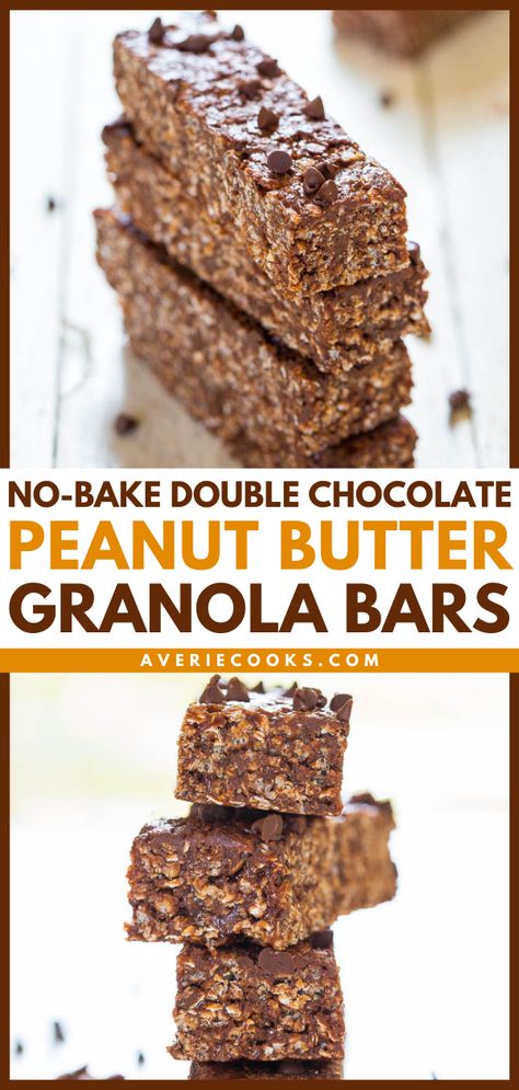 Banana Granola Bars, Chocolate Peanut Butter Granola, Homemade Granola Bar, Quaker Chewy Granola Bars, Peanut Butter Granola Bars, Homemade Granola Bar Recipe, Granola Bar Recipe, Chocolate Granola Bars, No Bake Granola Bars