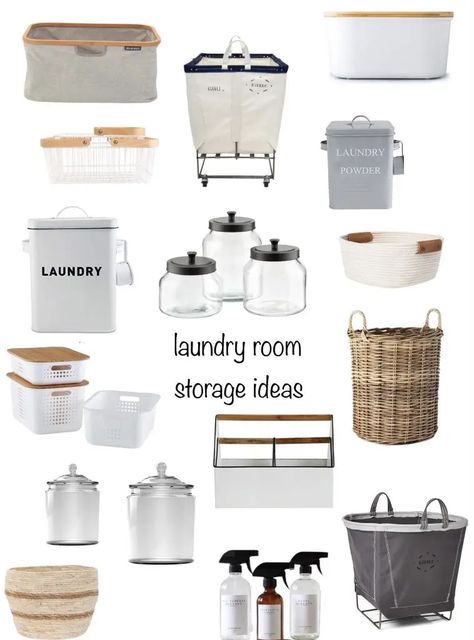 42 Laundry Room Storage Ideas - The Sommer Home Laundry Powder Storage, Laundry Canisters, Soap Container Ideas, Laundry Soap Container Ideas, Laundry Soap Container, Laundry Basket On Wheels, Laundry Reno, Laundry Room Countertop, Laundry Room Storage Ideas