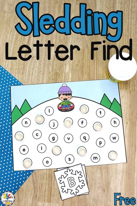 Letter Recognition Activities Printables, Alphabet Search Printable, Winter Letter Recognition Preschool, Pre K January Themes, Ice Math Activities For Preschool, Winter Abc Activities Preschool, Valentines Literacy Activities Preschool, Winter Small Group Activities, Letter Activities Kindergarten Center Ideas