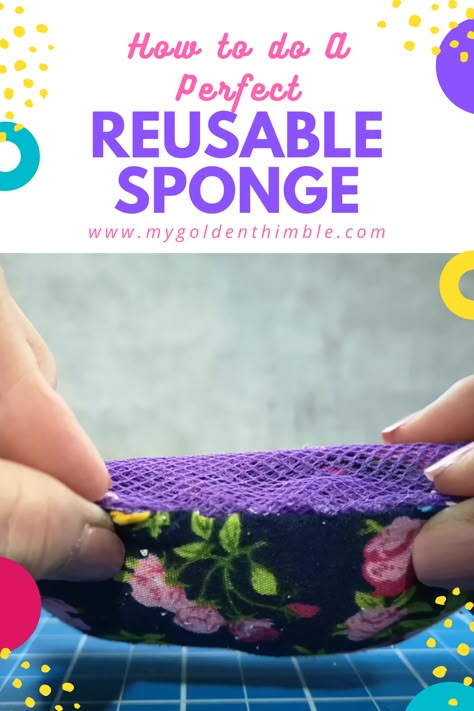 Washable Reusable Sponge Diy, Diy Dish Sponge, Unsponge Diy Free Pattern, Reusable Sponge Diy, Sew Kitchen Projects, Grandmas Dishcloth, Sewing Kitchen Projects, Zero Waste Sewing Patterns, Diy Cloth Napkins