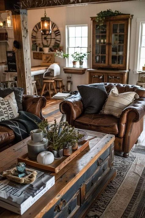 Log Home Decorating Ideas Living Room, Farmhouse Idea, Farmhouse Rental, Hair Face Framing, Sheep Ranch, Cabin Living Room, Face Framing Curtain Bangs, Living Room Decor Rustic, Casa Country