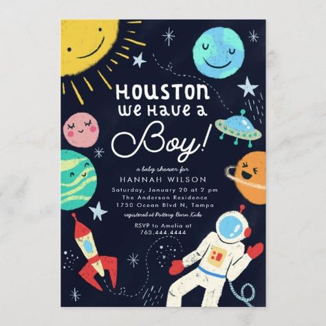 Outer Space Baby Shower Houston We Have A Boy Invitation Houston We Have A Boy, Outer Space Baby Shower, Astronaut Baby, Baby Boy Shower Invitations, Boy Shower Invitations, Moon Baby Shower, Baby Shower Invitaciones, Space Baby, Boy Baby Shower Themes