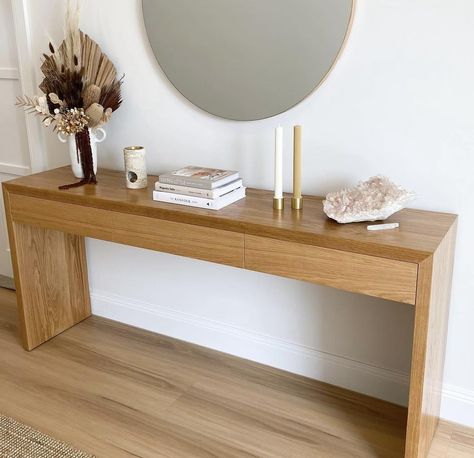 Stunning photos from our client Gigi of her Norway #americanoak #entrancetable #customfurniture #homebuilder https://www.lumberfurniture.com.au/product/console-table-norway-console/ Wood Hallway Table, Entrance Tables, Entrance Table, Boutique Ideas, Hallway Table, Front Entrance, Front Entrances, Hall Table, Lumber