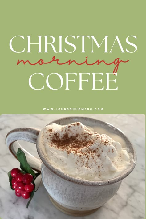 Christmas Morning Coffee- Cheap and Easy Made at Home Christmas Coffee Recipes At Home, Christmas Coffee Recipe, Easy Christmas Drinks, Christmas Morning Coffee, Sweet Coffee Drinks, Morning Juice Recipe, Crockpot Christmas, Gluten Free Christmas, Christmas Spices