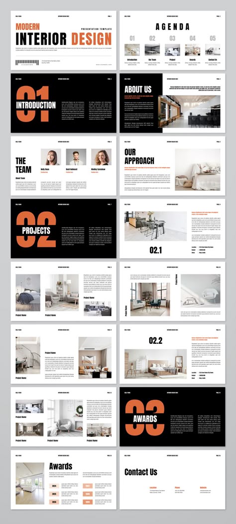. Features 10 slides, 3 color schemes, and free fonts. Perfect for architecture, real estate, and interior design Architecture Powerpoint Layout, Presentation Page Design, Brand Deck Presentation, Real Estate Presentation Design, Slides Design Presentation, Architecture Presentation Slides, Architecture Presentation Design, Minimal Presentation Design, Powerpoint Design Ideas