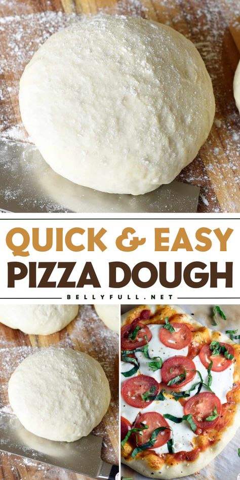 Foolproof homemade pizza crust every time! No electric mixer or fancy pizza dough hook needed for this Quick and Easy Pizza Dough Recipe. Whether you're making pizza dough for lunch or an easy dinner idea, this recipe will not disappoint. Save this pizza dough recipe for later! Easy Fast Pizza Dough, Fluffy Pizza Dough Recipe, Diy Pizza Dough, Frugal Meal Plan, Fast Pizza Dough, Quick Easy Pizza Dough, Quick And Easy Pizza Dough, Homemade Pizza Crust Easy, Pizza Dough Recipe Quick