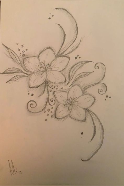 Y2k Flower Drawing, Habisquis Flower Drawing Easy, Lily Sketch Simple, Hibiscus Flower Drawing Step By Step, Easy Lily Drawing, How To Draw A Hibiscus Flower, How To Draw Hibiscus Flower, Lily Drawing Simple, Hibiscus Flower Drawing Simple