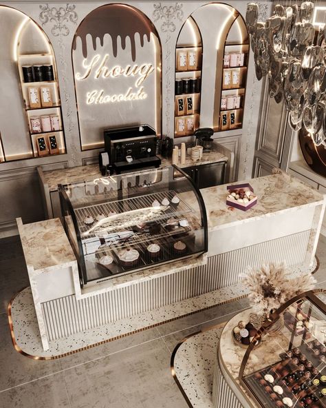 Chocolate Store Design, Cake Shop Interior, Bakery Shop Interior, Modern Restaurant Design, Bakery Shop Design, Bakery Interior, Bakery Design Interior, Small Cafe Design, Coffee Shop Interior Design