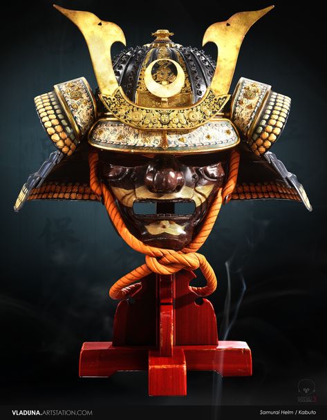 ArtStation - Samurai Helm / Kabuto (Realtime), Vladislav Solagayan Neo Traditional Art, Japanese Art Samurai, Samurai Helmet, Warrior Helmet, Warrior Outfit, Samurai Artwork, Japanese Mask, Japanese Warrior, Samurai Armor