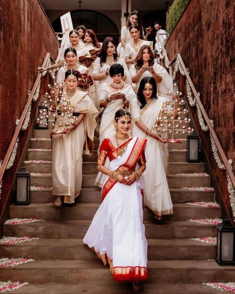 Mouni Roy Nailed The Contemporary 2 States Bridal Look South Indian Bridesmaids, Bride And Bridesmaid Pictures, South Indian Bride Saree, Bride Entry, Bridesmaid Photoshoot, Indian Bridesmaids, Bridal Sarees South Indian, Indian Bridal Sarees, Mouni Roy