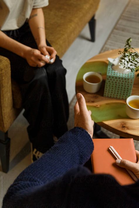 "Doctor Talking With Female Patient During Psychotherapy" by Stocksy Contributor "Danil Nevsky" - Stocksy Counselor Office Aesthetic, Psychotherapist Aesthetic, Therapy Session Aesthetic, Female Psychologist Aesthetic, Clinical Therapist, Counselor Aesthetic, Psychologist Aesthetic, Therapist Aesthetic, Psychology Aesthetic