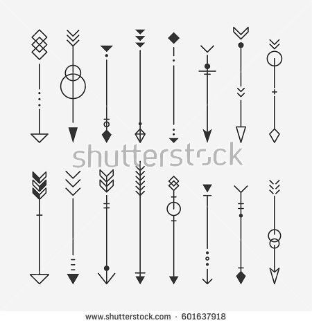 Tienes que soñar en grande o impulsarte a crear otras cosas no solo son arrows Lines Doodle, Arrow Tattoo Design, Finger Tattoo Designs, Illustration Tattoo, Muster Tattoos, Illustration Flat, Arrow Pattern, Arrow Tattoo, Arrow Tattoos