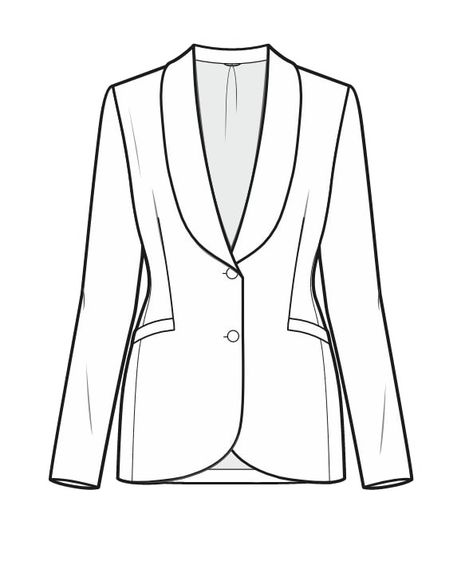 Blazer Fashion Sketch, Blazer Technical Drawing Woman, Blazer Flat Drawing, Blazer Technical Drawing, Blazer Flat Sketch, Blazer Fashion Illustration, Blazer Sketch, Blazer Drawing, Blazer Illustration