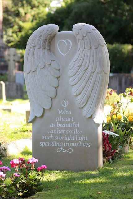 IAIN COTTON lettering carving sculpture: Rhiannon's Angel headstone reverse Monument Ideas, Headstone Ideas, Grave Headstones, Tombstone Designs, Cemetery Monuments, Cemetery Headstones, Forest Of Dean, Famous Graves, Carving Sculpture