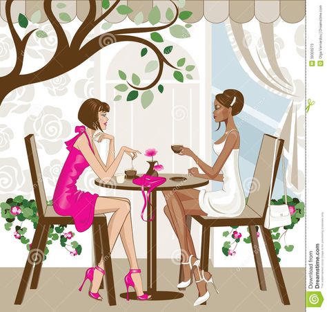 Friends Drinking Coffee Clip Art | www.pixshark.com - Images Galleries With A Bite! Art Sketches Girl, Girl Drinking Coffee, Cafe Black, Having Coffee, Stock Photos Woman, Coffee Illustration, Girly Wall Art, Cafe Art, Women's Ministry