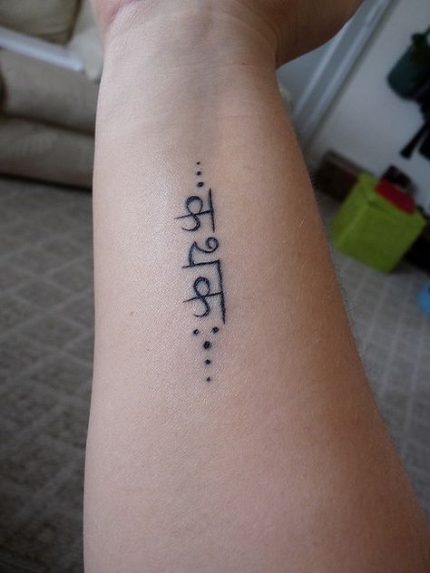 Storyteller, day 2 by MadelineClaire, via Flickr Sanskrit Tattoo Ideas, Sanskrit Tattoos, Language Tattoos, Hindi Tattoo, Old Language, Om Symbol Tattoo, Faith Tattoo On Wrist, Sanskrit Tattoo, Yoga Tattoos