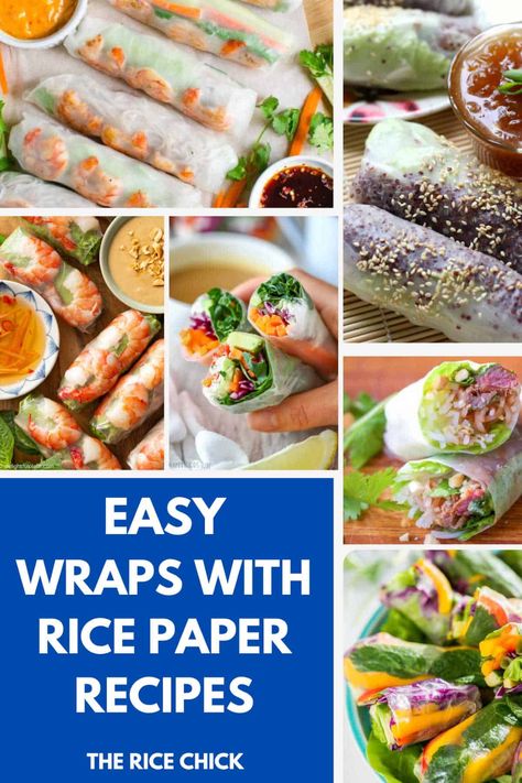 Wraps With Rice Paper - The Rice Chick Spring Roll Lunch Ideas, Wraps With Rice Paper, Rice Paper Lunch Ideas, Rice Paper Veggie Wraps, Salad Wraps Rice Paper, How To Use Rice Paper Wraps, Spring Rolls Recipe Rice Paper, Rice Wrap Recipes, Rice Paper Wraps Recipes