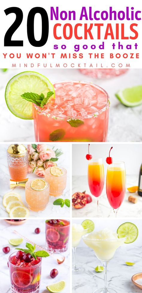 20 extremely good non alcoholic mocktails and cocktails so good that you won't mess the booze! Perfect for a 1 or a crowd! Best Non Alcoholic Drinks, Easy Mocktail Recipes, Mocktail Drinks, Winter Drink, Alcohol Free Drinks, Drink Recipes Nonalcoholic, Non Alcoholic Cocktails, Alcoholic Cocktails, Mocktail Recipes