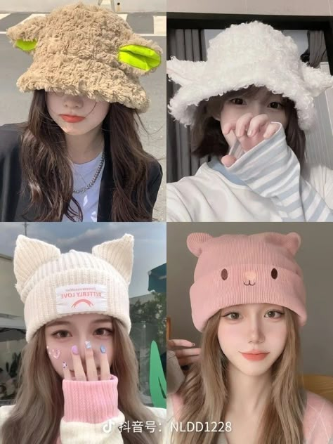 Kawaii Hat, Korean Fashion Kpop Inspired Outfits, Hadiah Diy, Hat Aesthetic, Korean Accessories, Korean Fashion Kpop, Fashion Cap, Kawaii Fashion Outfits, Winter Mode