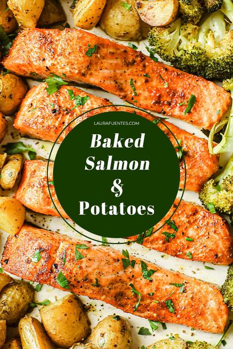 Salmon And Baked Potato, Baked Salmon With Potatoes, One Pan Salmon And Potatoes, Salmon And Sweet Potatoes Baked, Salmon And Red Potatoes, Filet In The Oven, Potatoes In Oven, Salmon Potato, Measuring Ingredients