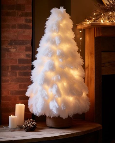 Feather Duster Christmas Tree, Dollar Tree Duster Christmas Tree, Christmas Duster, Angel Tree Ideas, Christmas Tree Feathers, Feather Christmas Tree, Tree Projects, Christmas Meals, Dollar Tree Christmas Decor