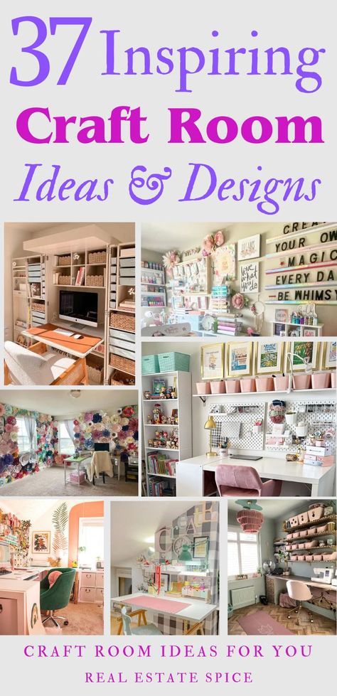 50 Craft Room Ideas and Designs To Ignite Creativity Ikea Arts And Crafts Storage Ideas, Craft Room With Windows, Spare Bedroom Craft Room Ideas, 12x12 Craft Room Layout, Craft Room Printer Storage, Wall Shelves For Craft Room, Creativity Room Ideas, Scrapbook Craft Room Ideas, Craft Shelving Ideas