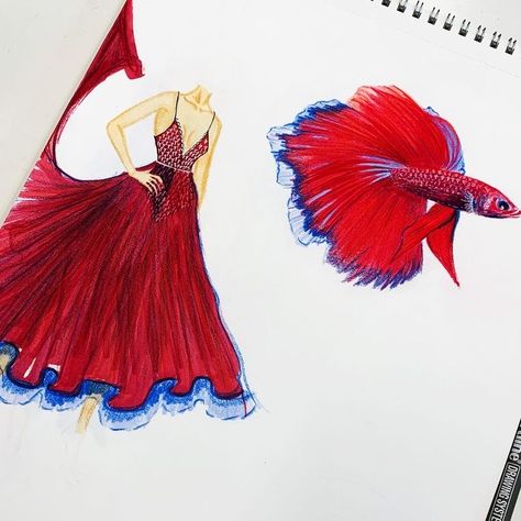 Nature Fashion Illustration, Fish Inspired Fashion Illustration, Nature Inspired Fashion Illustration, Fish Dress Fashion, Fish Inspired Fashion, Dress Illustration Design, Mood Board Fashion Inspiration, Fashion Show Themes, Nature Inspired Fashion