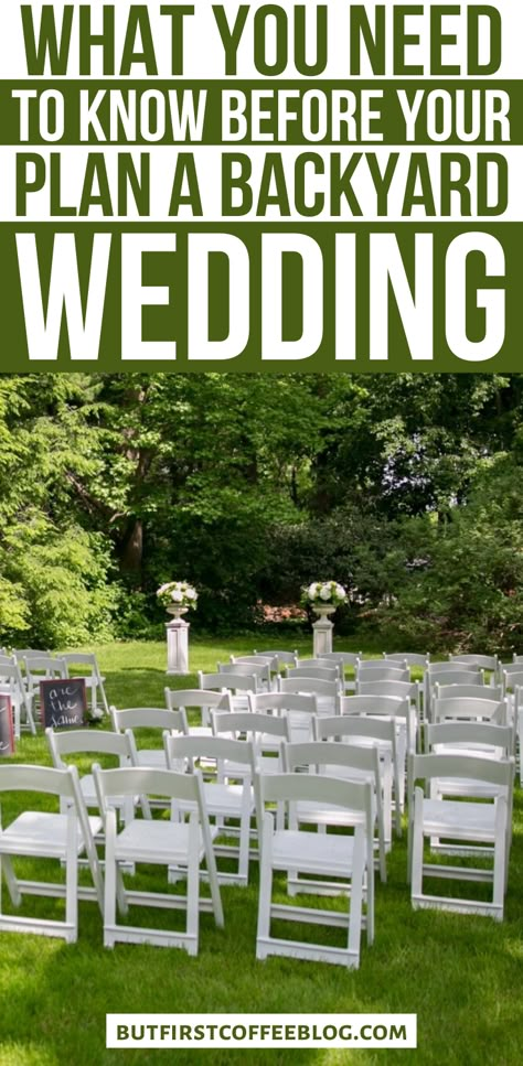 Diy Yard Wedding, Backyard Wedding Diy Budget, Backyard Southern Wedding, How To Throw A Backyard Wedding, Backyard Wedding Table Layout, Wedding In Your Backyard, Off Grid Wedding Reception, Small Garden Ceremony Wedding, Wedding Parking Lot